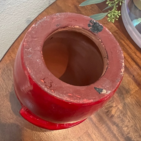 Vintage Red Pottery Kokeshi Doll Statue Figurine MCM Japanese Kokeshi Glaze - Picture 3 of 8